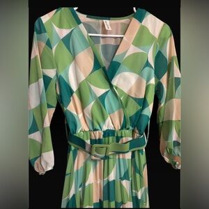 Green dress with belt